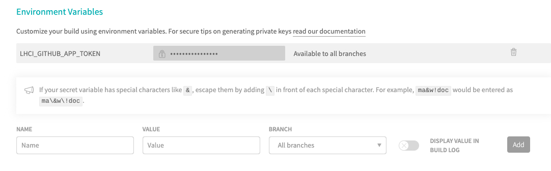 add LHCI_GITHUB_APP_TOKEN into Travis